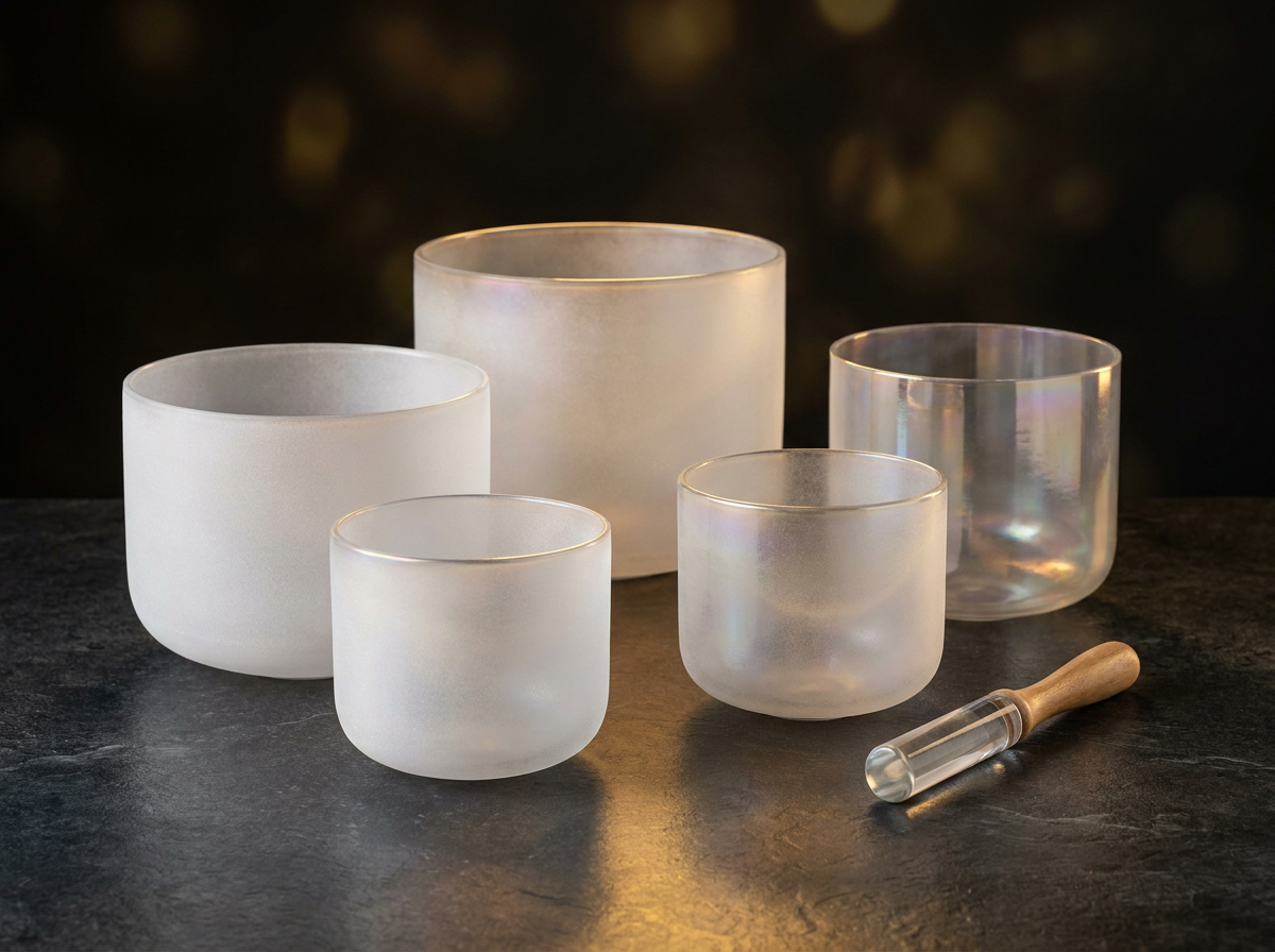 Crystal quartz singing bowls for sound healing